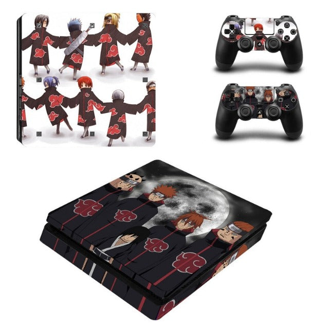 Sticker PS4 Slim "Akatsuki" Naruto Autocollant Playstation Console &amp; Manette